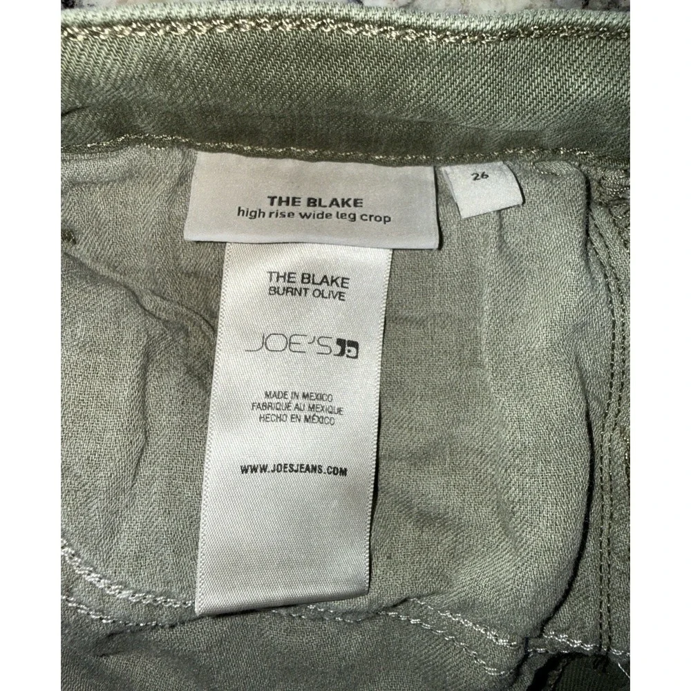 Joe's Jeans The Blake High Rise Wide Leg Crop Jeans Burnt Olive Green Size 26 - Picture 4 of 11